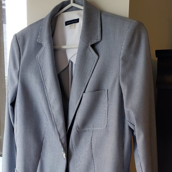 Tommy Hilfiger Navy and White Pinstripe Two-Button Blazer, 4 - Picture 5 of 16